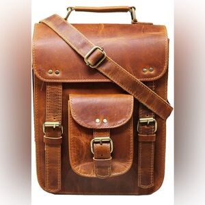 Leather Messenger Bag Vintage Laptop Crossbody Bag Satchel